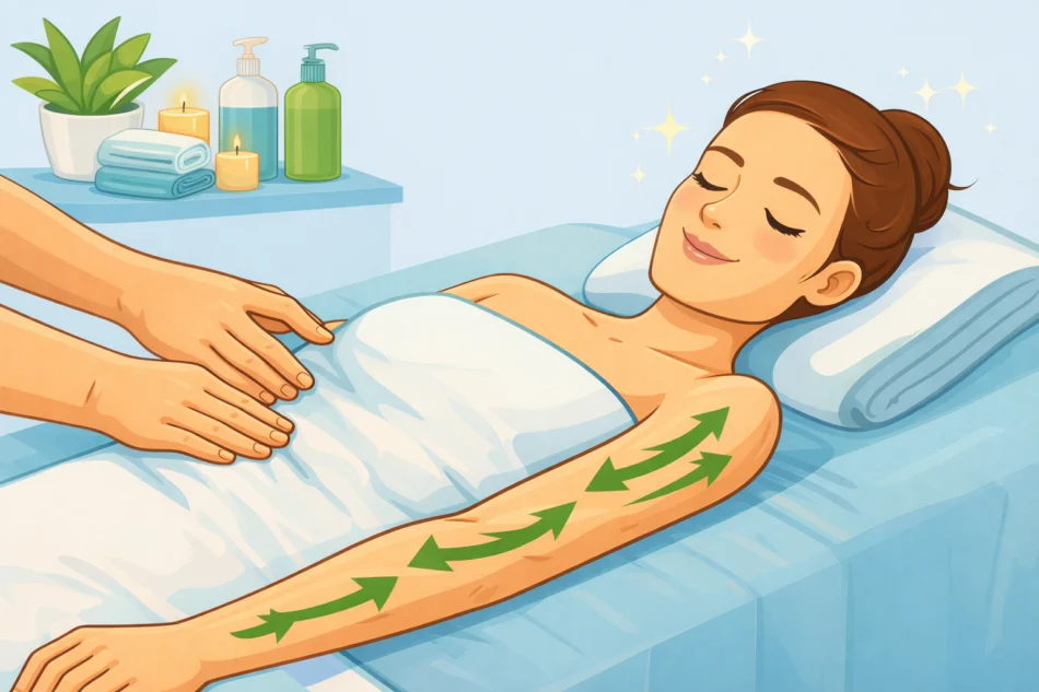 person relaxed lymphatic massage session